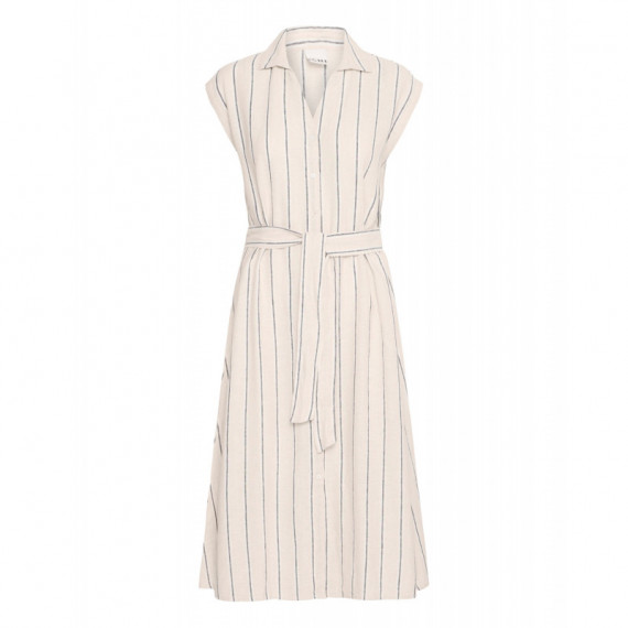 Vestidos Vestido ICHI Linno Natural Ecru Stripe