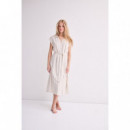 Vestidos Vestido ICHI Linno Natural Ecru Stripe