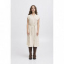 Vestidos Vestido ICHI Linno Natural Ecru Stripe