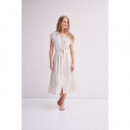 Vestidos Vestido ICHI Linno Natural Ecru Stripe