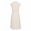 Vestidos Vestido ICHI Linno Natural Ecru Stripe