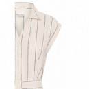 Vestidos Vestido ICHI Linno Natural Ecru Stripe