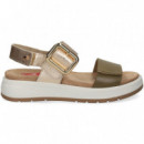 Carmelita Velcro Metal+piel Kaki  FLUCHOS