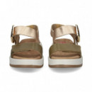 Carmelita Velcro Metal+piel Kaki  FLUCHOS