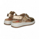 Carmelita Velcro Metal+piel Kaki  FLUCHOS