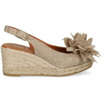 Abierto Punta y Talon Flor Lino Beige  VIGUERA