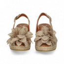 ABIERTO PUNTA Y TALON FLOR LINO BEIGE