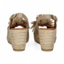 ABIERTO PUNTA Y TALON FLOR LINO BEIGE