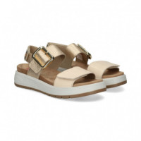 Carmelita Velcro Metal+piel Platino  FLUCHOS