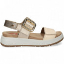 Carmelita Velcro Metal+piel Platino  FLUCHOS