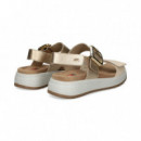 Carmelita Velcro Metal+piel Platino  FLUCHOS