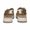 Carmelita Velcro Metal+piel Platino  FLUCHOS