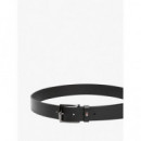 Cinturón Denton de Piel con Logo Esmaltado de TOMMY HILFIGER