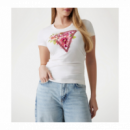 Camiseta GUESS Triángulo Floral Blanca