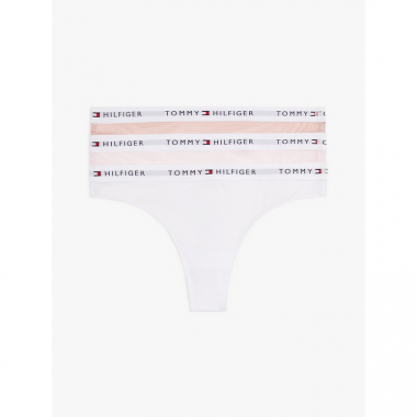 3PACK Tanga TOMMY HILFIGER Blanco-rosa