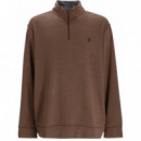 Polo RALPH LAUREN - Luxury Jersey Quarter-zip Pullover - Cedar Heather C8956 - 710812963036/CEDAR Heather C8956