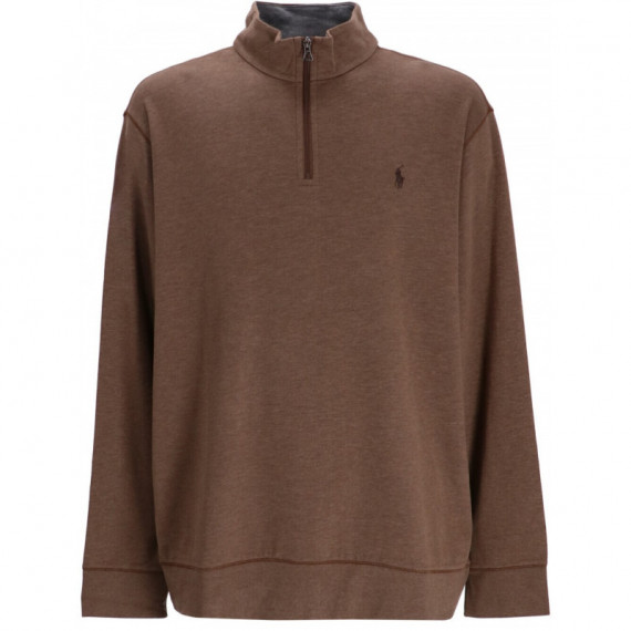 Polo RALPH LAUREN - Luxury Jersey Quarter-zip Pullover - Cedar Heather C8956 - 710812963036/CEDAR Heather C8956