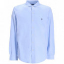 Polo RALPH LAUREN - Jersey Spread-collar Shirt - Office Blue C7952 - 710899386016/OFFICE Blue C7952