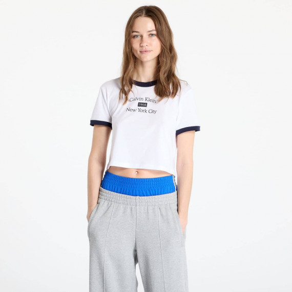 Ss Drapey Jersey Crop Tee Brilliant Whit  CALVIN KLEIN