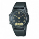 CASIO AW-49H-1B Reloj Combinado Hombre Negro con Manecillas Doradas Wr 50M Clásico Deportivo
