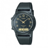 CASIO AW-49H-1B Reloj Combinado Hombre Negro con Manecillas Doradas Wr 50M Clásico Deportivo