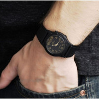 CASIO AW-49H-1B Reloj Combinado Hombre Negro con Manecillas Doradas Wr 50M Clásico Deportivo