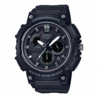 CASIO MCW-200H-1A2 Reloj Cronógrafo Deportivo Negro para Hombre Wr 100M con Esfera Texturizada