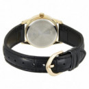 CASIO LTP-V001GL-7B Reloj de Mujer Clásico Dorado con Correa de Piel Negra Wr Elegante y Atemporal