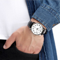 CASIO MTP-1303L-7B Reloj Clásico de Hombre con Esfera Blanca y Correa de Cuero Negra Wr 50M
