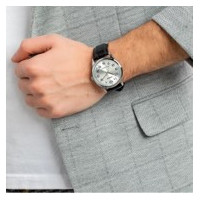 CASIO MTP-V001L-7B Reloj Clásico para Hombre con Esfera Plateada y Correa de Cuero Negra