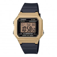 CASIO W-217HM-9V Reloj Digital Retro Dorado con Correa Negra y Luz Led Wr 50M