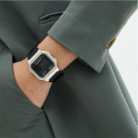 CASIO W-217HM-7V Reloj Digital Retro Plateado con Correa Negra y Luz Led Wr 50M