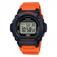 CASIO W-219H-4A Reloj Deportivo Hombre Naranja y Negro con Luz Led Wr 50M