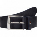 Cinturón de Piel con Textura Espigada de TOMMY HILFIGER