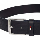Cinturón de Piel con Textura Espigada de TOMMY HILFIGER