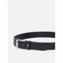 Cinturón de Piel con Textura Espigada de TOMMY HILFIGER