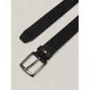 Cinturón de Piel con Logo Esmaltado de TOMMY HILFIGER