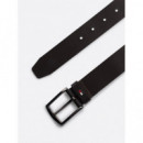 Cinturón de Piel con Logo Esmaltado de TOMMY HILFIGER