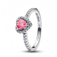 PANDORA Anillo en Plata de Ley Corazón Rosa Elevado 198421C03