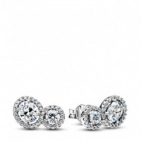 PANDORA Pendientes de Botón en Plata de Ley Abrazo Halo 293774C01