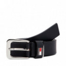 Cinturón de Piel con Insignia en la Trabilla  TOMMY HILFIGER