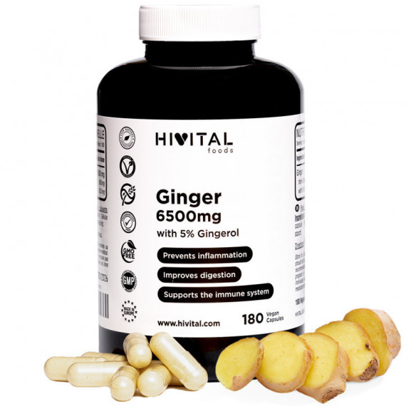 Jengibre 6500 Mg | 180 Cápsulas Veganas  HIVITAL