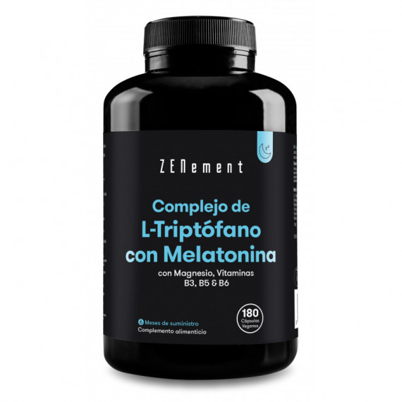 Zn-complejo de L-triptófano y Melatonina, con Magnesio y Vitaminas B3, B5 y B6 - 180 Cápsulas  ZENEMENT