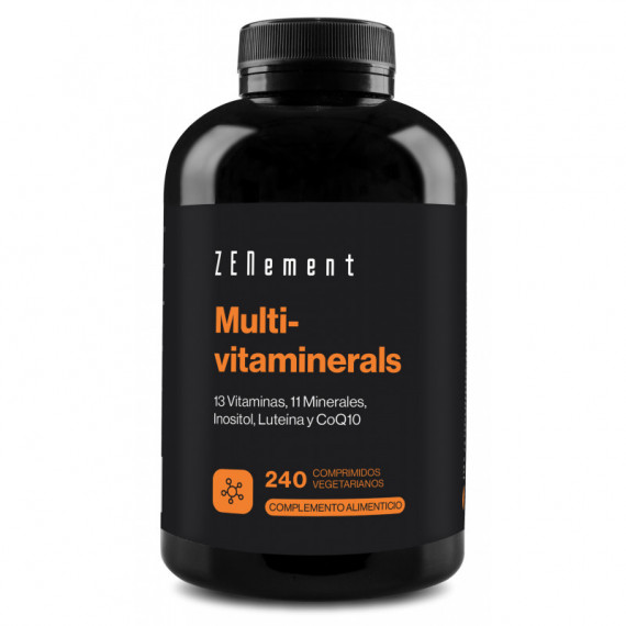 Zn- Multivitaminerals, 13 Vitaminas, 11 Minerales, Inositol, Luteína y COQ10 - 240 Comprimidos  ZENEMENT