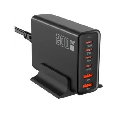 ANDOWL Cargador Red 2X USB + 4X Tipo C Gan 200W Q-CD787