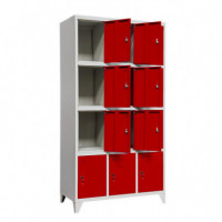 Casillero con Patas Metalico Rojo 12 Puertas AIRMEC 1900X1000X500 Mm