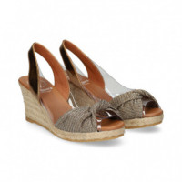 SANDALIA NUDO TEJIDO BRILLANTE BRONCE