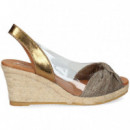 SANDALIA NUDO TEJIDO BRILLANTE BRONCE