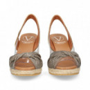 SANDALIA NUDO TEJIDO BRILLANTE BRONCE