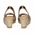 SANDALIA NUDO TEJIDO BRILLANTE BRONCE